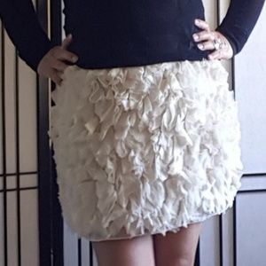 Haute Hippie Cream Ruffled Layered Silk skirt